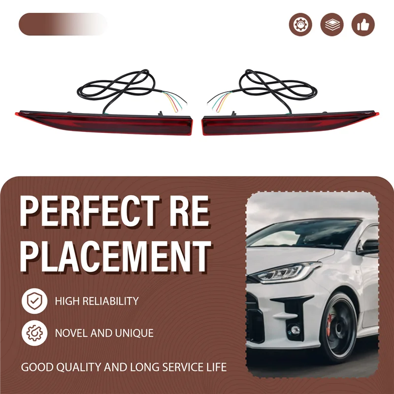 

For Toyota Yaris Vios 2022-2023 Compatible LED Rear Bumper Reflector Brake Light Turn Signal Lamp Car Accessories