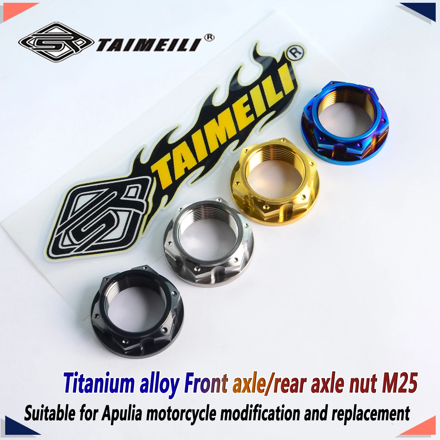 TAIMEILI Titanlegierung Hinterachsmutter/Vorderachsmutter M25 passend für Apulia RSV4 Modelle Motorrad-Mod-Ersatzbefestigung 1 Stück – Detail 4