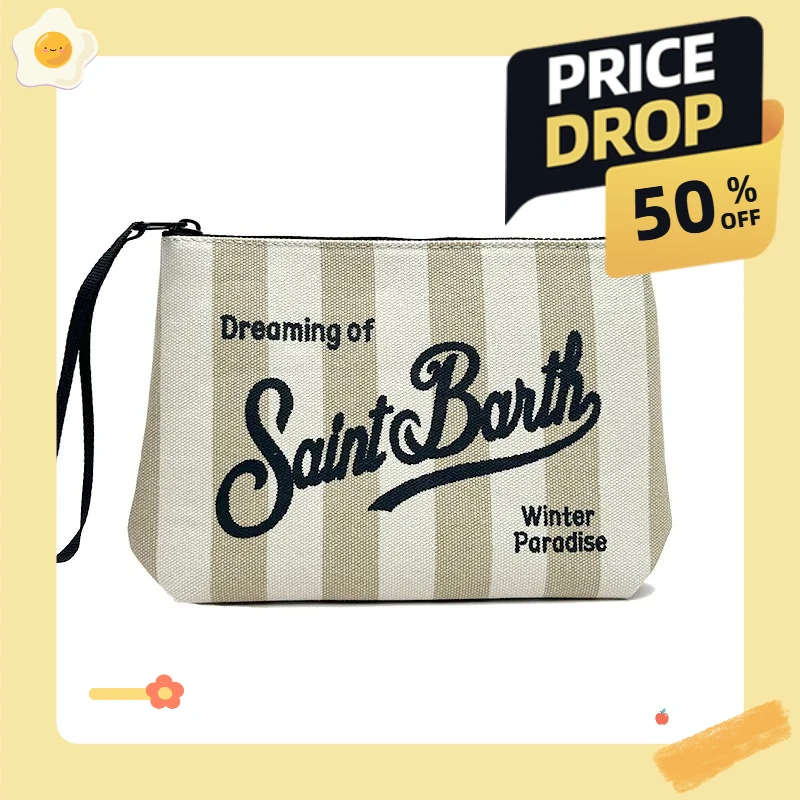 2025 nuevo bolso de lona a rayas SAINT BARTH para mujer, bolso de mano europeo y americano, bolso de buceo, bolso de lujo, productos