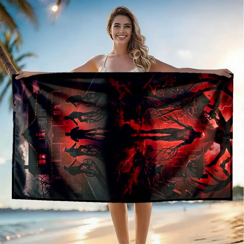 1pc Beach Towel Upside Down Demogorgon Microfiber Quick Dry Sand Free Extra Large Towel For Adult Swimming Pool Summer Holiday