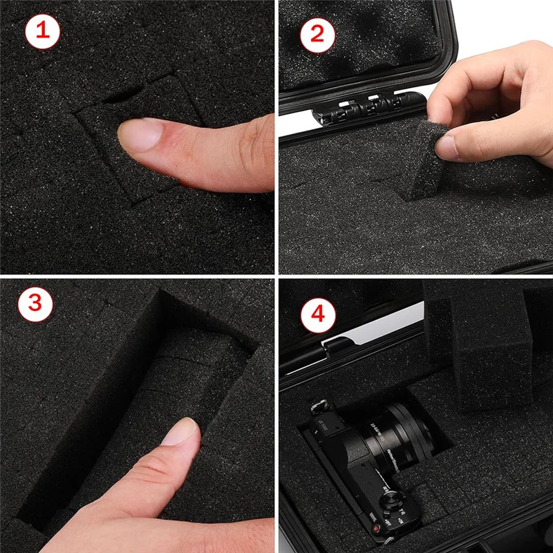 

UISN Waterproof Hard Carry Case Bag Tool Case With Pre-Cut Sponge Storage Box Protector Organizer Hardware Toolbox