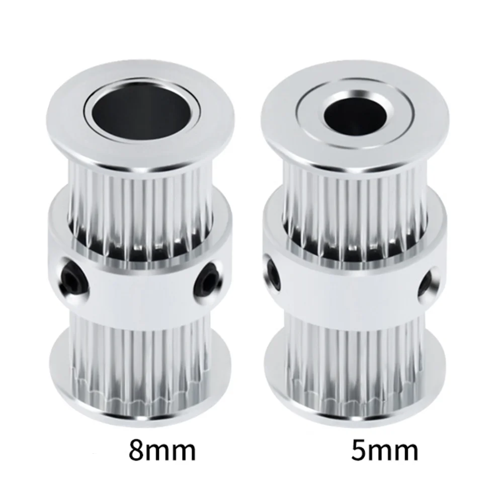 5 stks Aluminium 2GT 20 Tanden 5mm Boring Distributieriem Spanrol Drive Gear voor 3D Printer (Zilver)