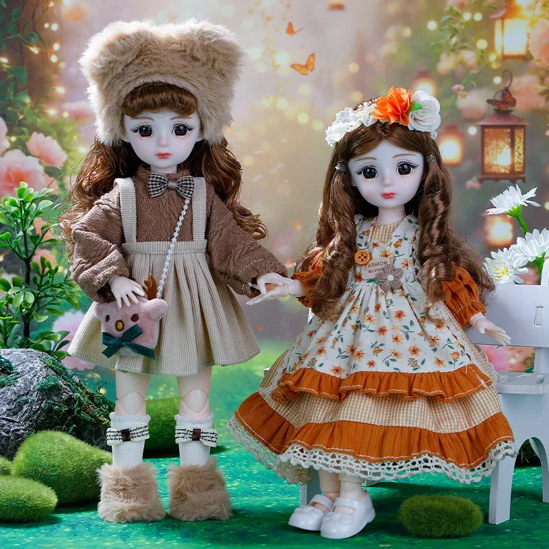 

30cm BJD Dolls Princess Full Set 1/6 Anime BJD With Clothes 23 Joint Movable Body Dress Up Doll House Set Birthday Gifts Toys