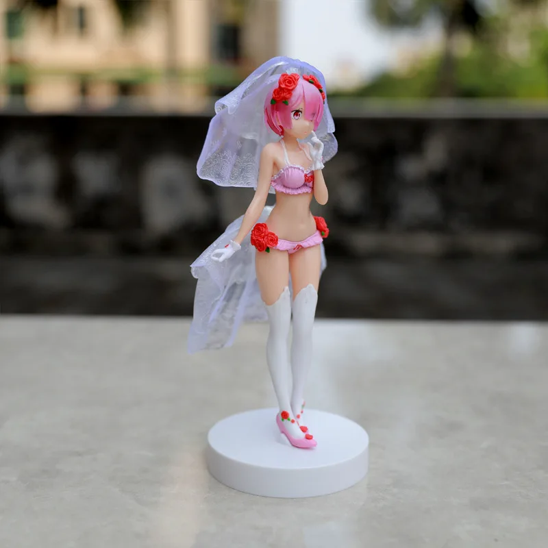 BANDAI-Robe de mariée en cristal, modèle de figurine d'anime, jouets beurre en PVC, Re: ontari, Kara, Hajimeru, Isekai, Seikpetrol, Kawaii Ram, 25cm