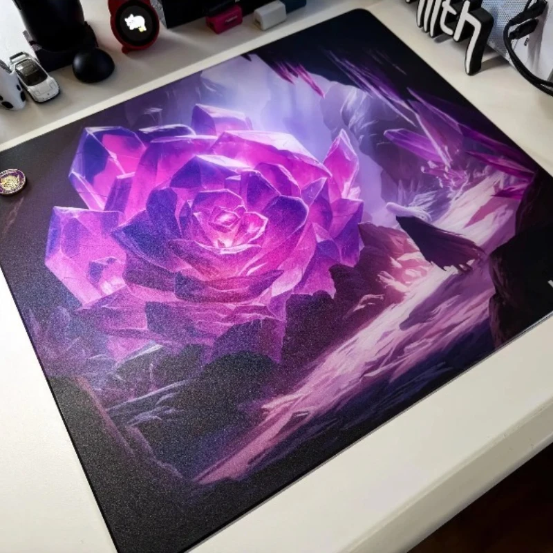 Anime Tempered Glass Mouse Pad Customized Purple Grey Large Table Mat Office Esports Game Mouse Pads FPS Specific Accessories