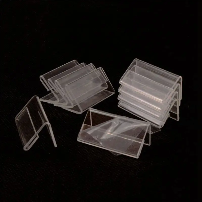 DT19 100Pcs Clear Acrylic Signage Card Holder, Mini Poster Holder Stand, Plastic Label Display for Retail Price Tag, 2x4cm