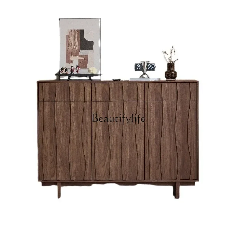 

XX59Black walnut shoe cabinet wabi sabi medieval modern simple storage cabinet