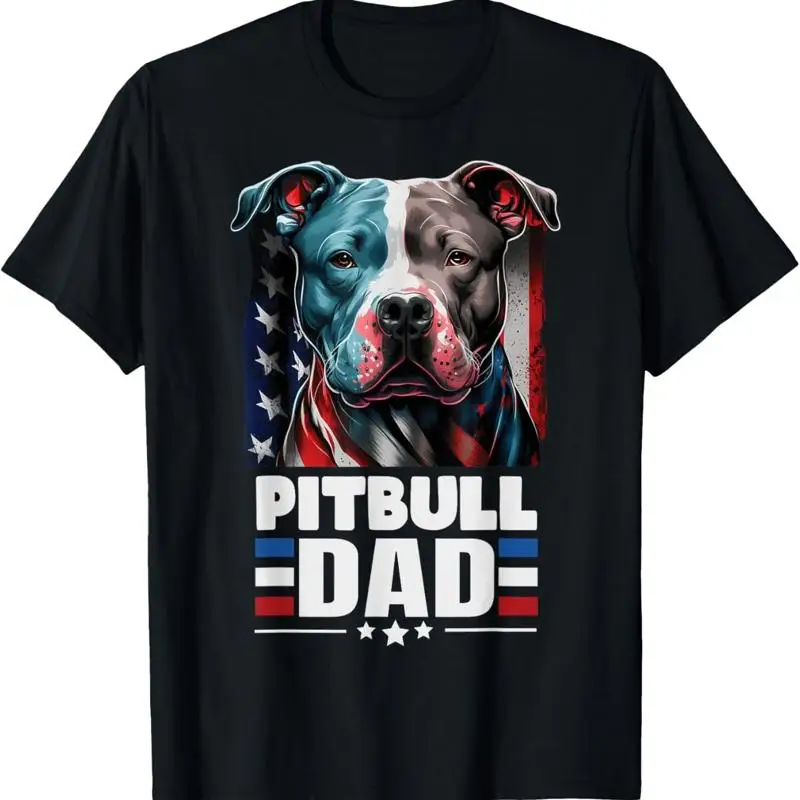 Pitbull Dad American Flag 4th Of July Dog Father_s Day Mens T Shirt