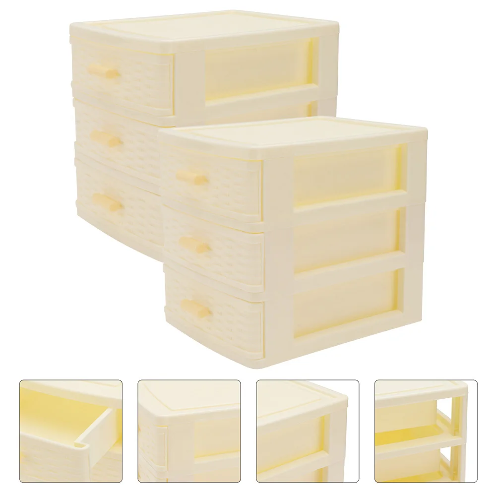 

2Pcs Three-Layer Storage Boxes Drawer Type Desktop Makeup Organizer Sundry Storage Box Drawers Organizer
