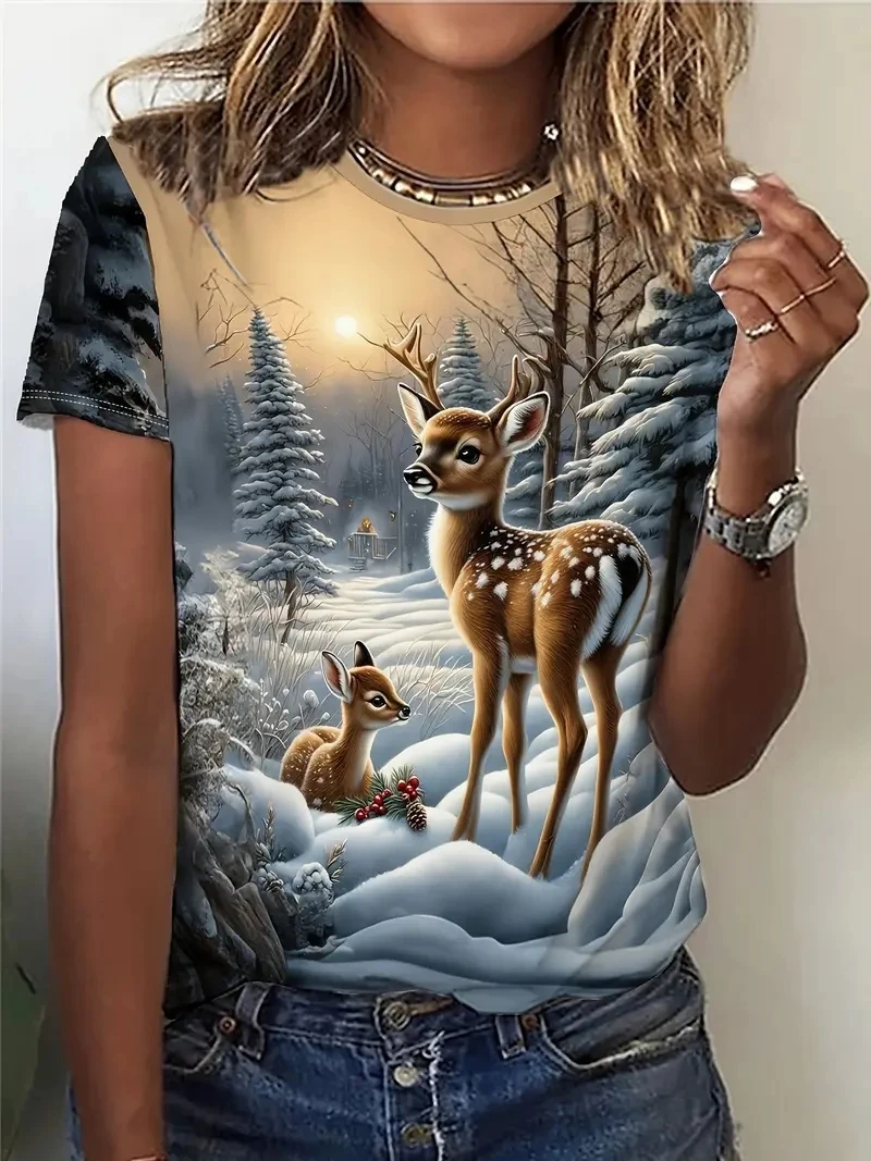 เสื้อยืดแขนสั้นพิมพ์ลาย 3D ขนาดบวกของผู้หญิง หลวมและลำลอง นุ่ม สบายและระบายอากาศได้ เหมาะสำหรับกีฬากลางแจ้ง