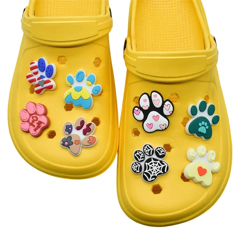 Footprint Shoe Charms Colorful Cute Animal Dog Pet Bear Foot Print Shoe Accessories for Friends Pins Shoe Ornament Gift