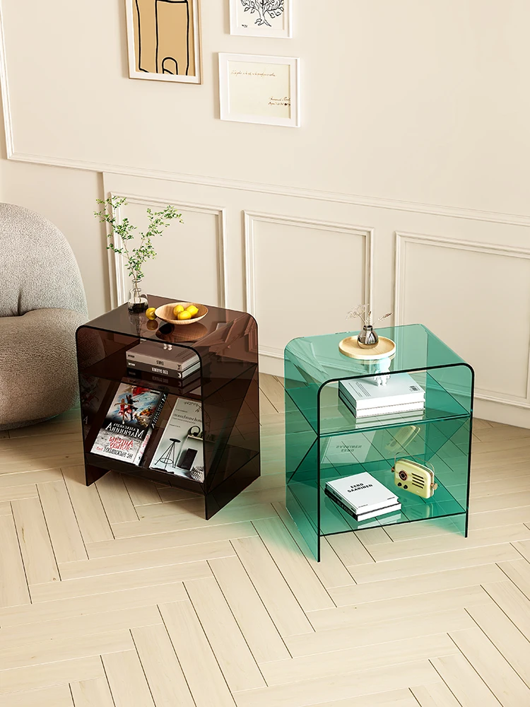 Acrylic Transparent Side Table Simple Modern Living Room Small Coffee Table Living Room Creative Storage Bedroom Bedside Table