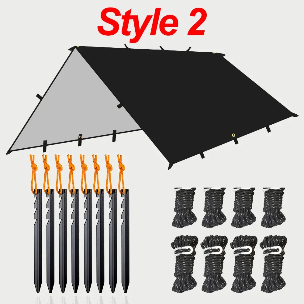 19 Hang-Point-Plane, wasserdicht, Survival-Bushcraft, Sonnenschutz, Strand-Schatten-Zelt, Outdoor-Überdachung, Rucksackreisen, Touristen-Markise, 4 x 4, 3 x 3 m