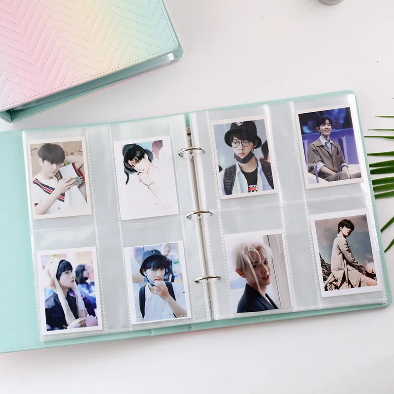 Rainbow Color PU Leather A5 Wide Binder Photocards Book Style Album for 3 Inch 4 Inch 6 Inch Mini Instax Card Album de Photos