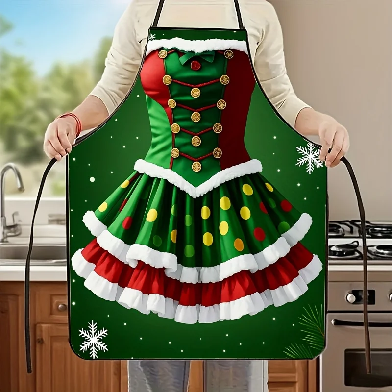 Christmas Snowflake Apron, Unisex, Household Cleaning Work Apron