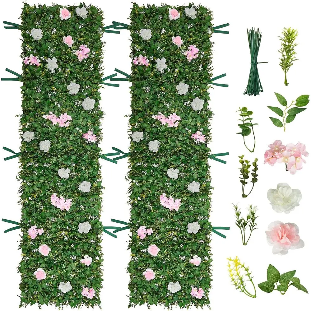 

Artiicial Luxury‌ lower Wall Backdrop, 2 PCS, Each Panel 2 x 8 t, Gorgeous 3D Silk loral Backdrop Pet riendly, Easy Installation