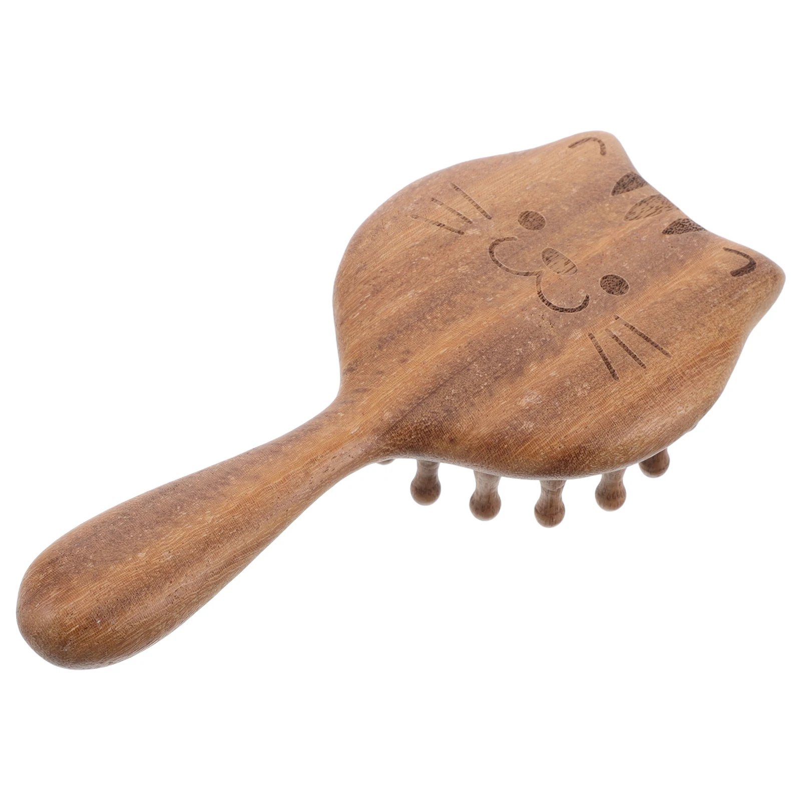 

Cute Cat Themed Wooden Massager Wide Tooth Portable Handheld Grooming Tool Health Meridian Stimulation