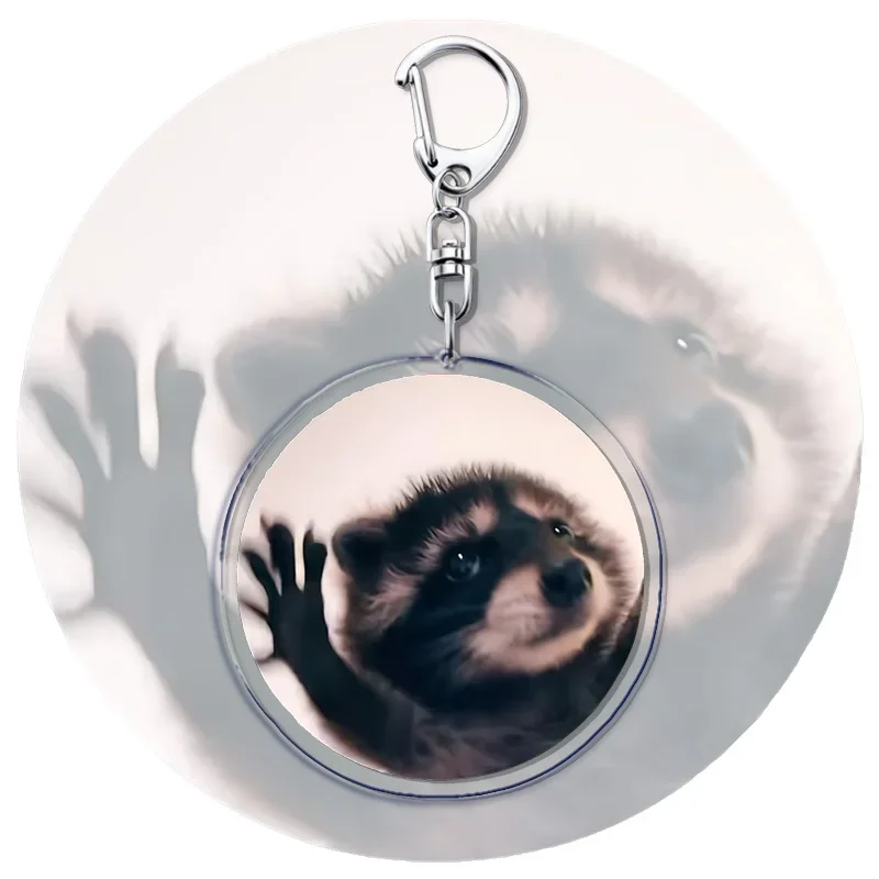 Cute Dancing pedon Raccoon Meme portachiavi in acrilico anello per accessori borsa ciondolo portachiavi animale Llavero gioielli fan regali