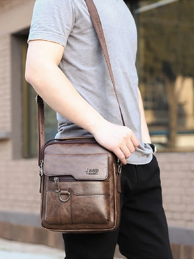 2025 New Men Leisure Commuter Shoulder Crossbody Bag Fashion Male PU Handbag Vertical Large Capacity Leather phone Bag For men