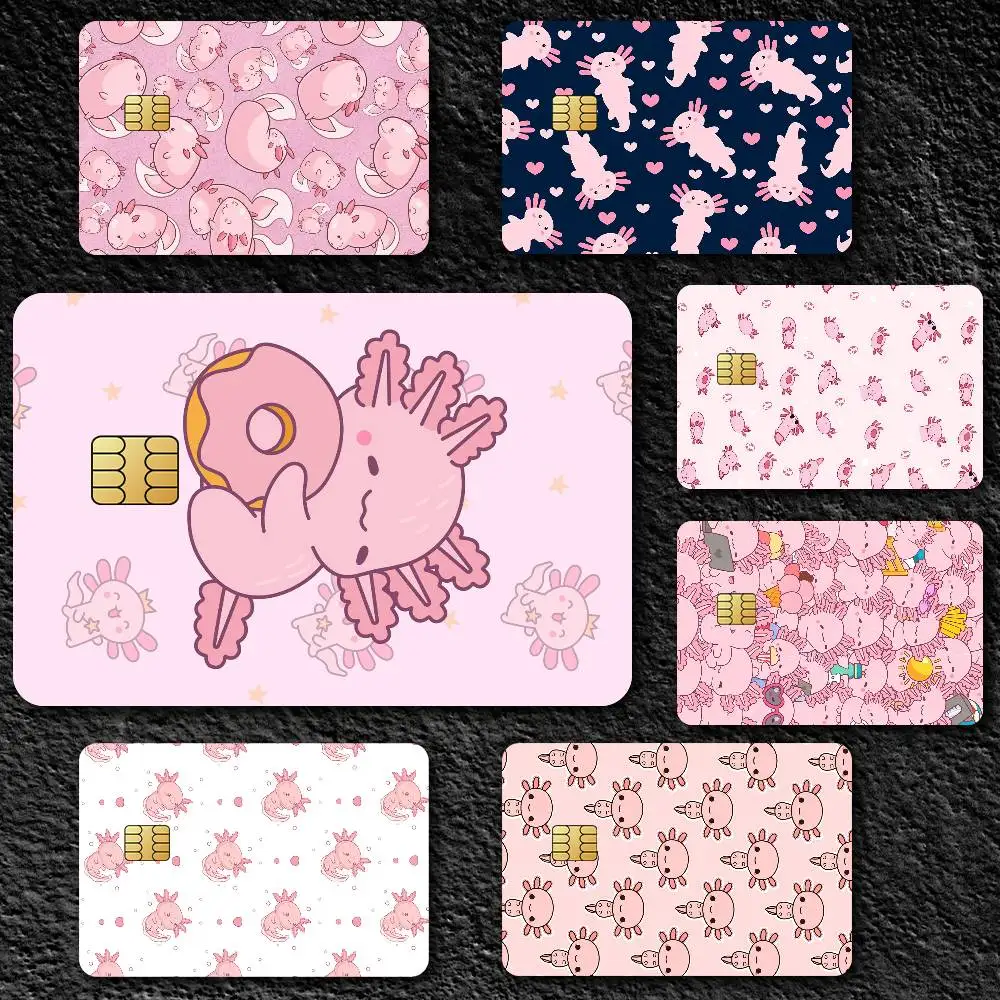Cuter Cartoon Axolotl Credit Card Skin Stickers for Bank Card Bus Metro Card Sticker Waterproof Gift
