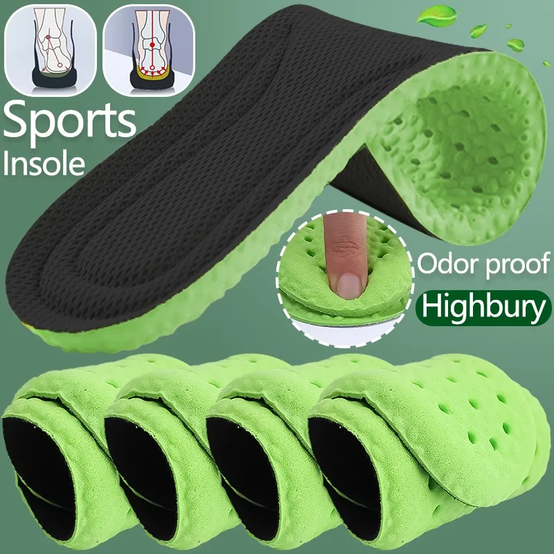 Odor Proof Sports Insole Soft Elastic Shoe Pad Reduce Foot Pressure Sweat Absorption Insoles Shock-absorbing Breathable Foot Pad