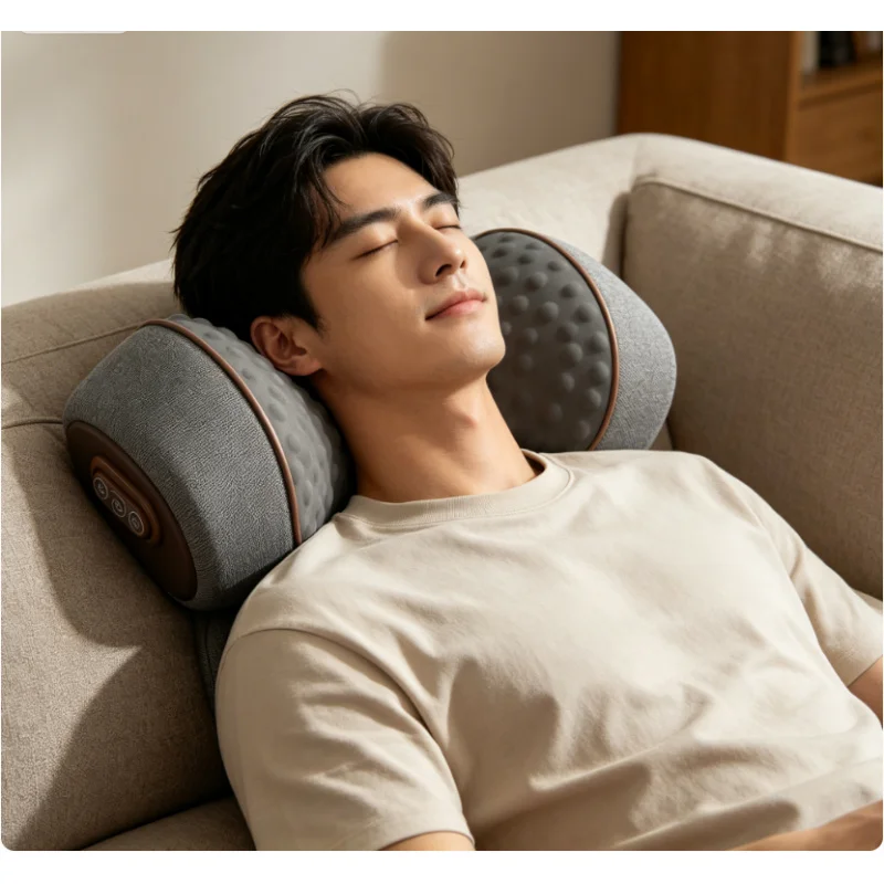 

Ergonomic Electric Neck Shoulder Massager Pillow Hot Compress Vibration Heating Cervical Spine Relief Traction Cushion
