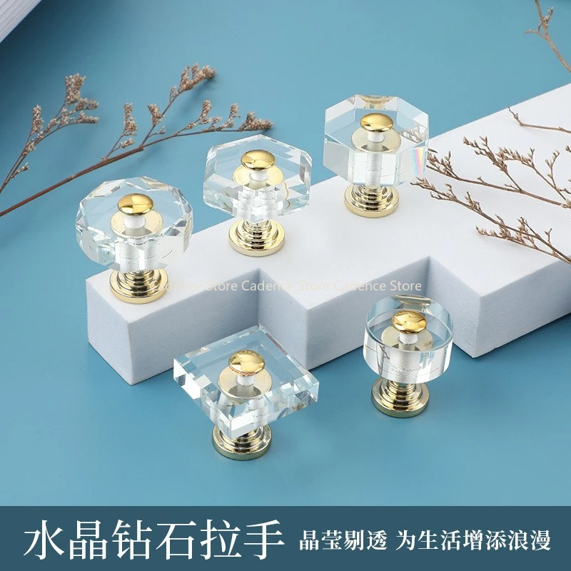

4pcs Crystal Glass Cabinet Knobs Kitchen Storage Door Handles Drawer Knobs Cupboard Door Handle for Furniture Hardware