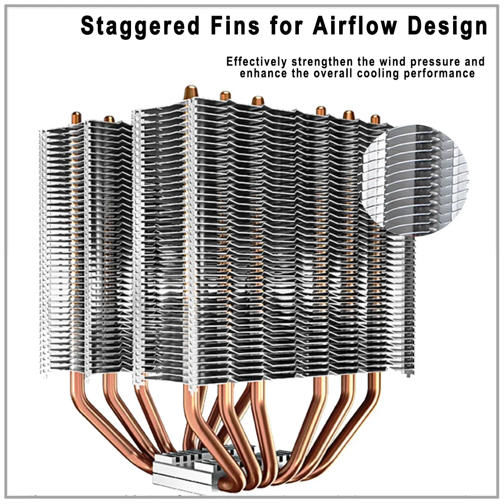 Iwongou Cpu Koeler 6 Heat Pipes 4pin Pwm Luchtkoeler X99 Voor Intel Lga1700 1200 Am4 Orkaan Koeling Cpu Fan