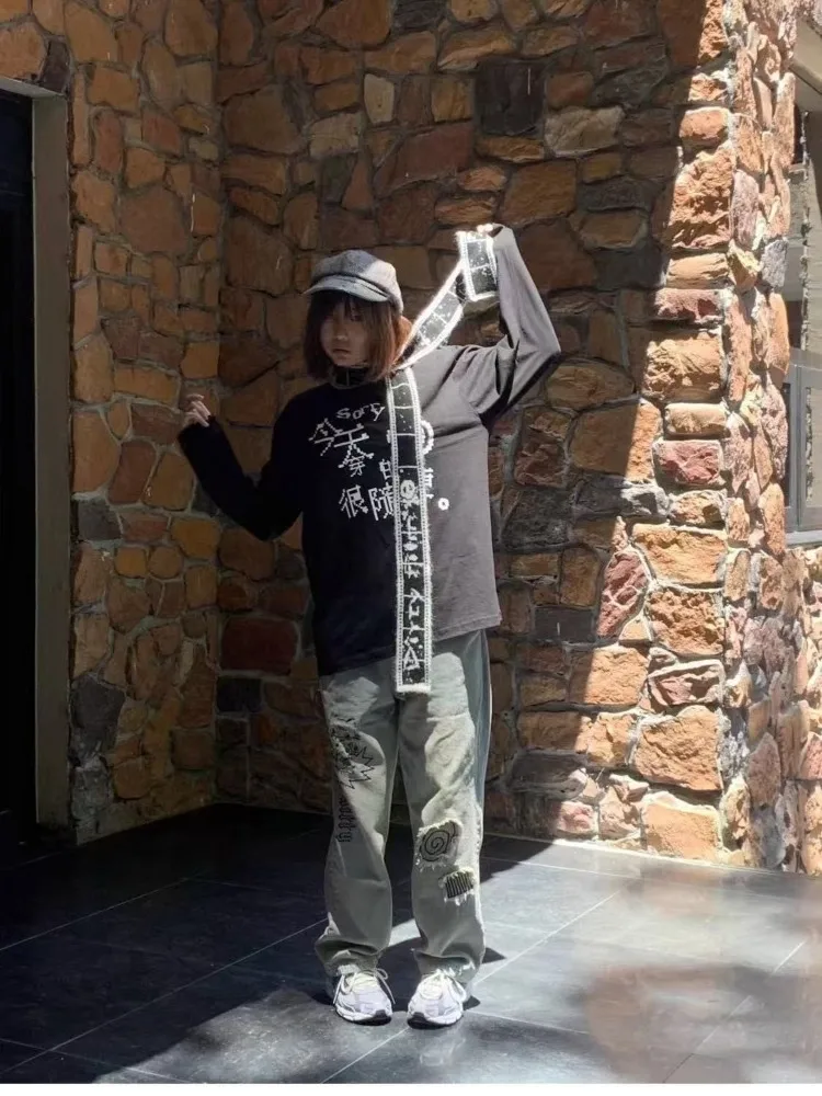 2025 primavera otoño camiseta de manga larga para mujer tendencia de moda todo-fósforo parte baja suelta Tops Y2k Harajuku Casual ropa de calle Te