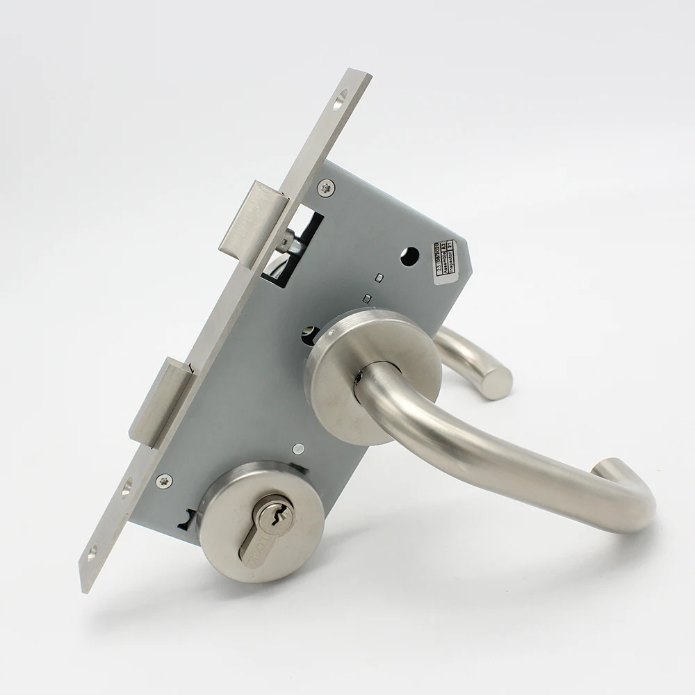 High quality fire escape door lock stainless steel 304 satin U-shaped curved tubular key cylindrical lock