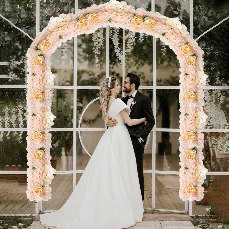 White Artificial Silk Flower Wedding Aech Decoration Flower Wall Road Guide Outdoor Wedding Arch Fake Flower Home Deco
