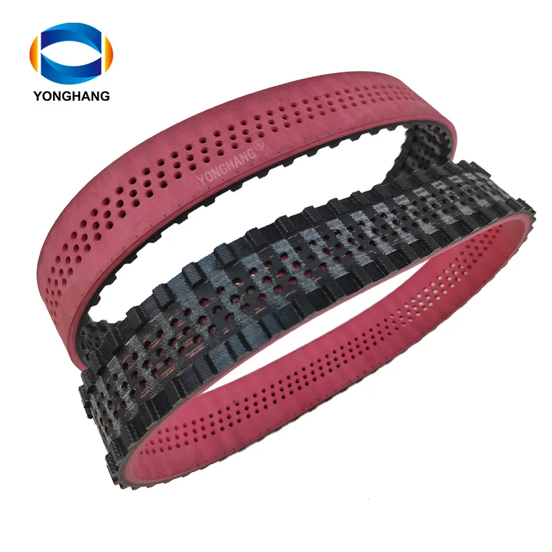 255H100 seamless pull down vacuum timing belt with red  coated for vertical packing machine