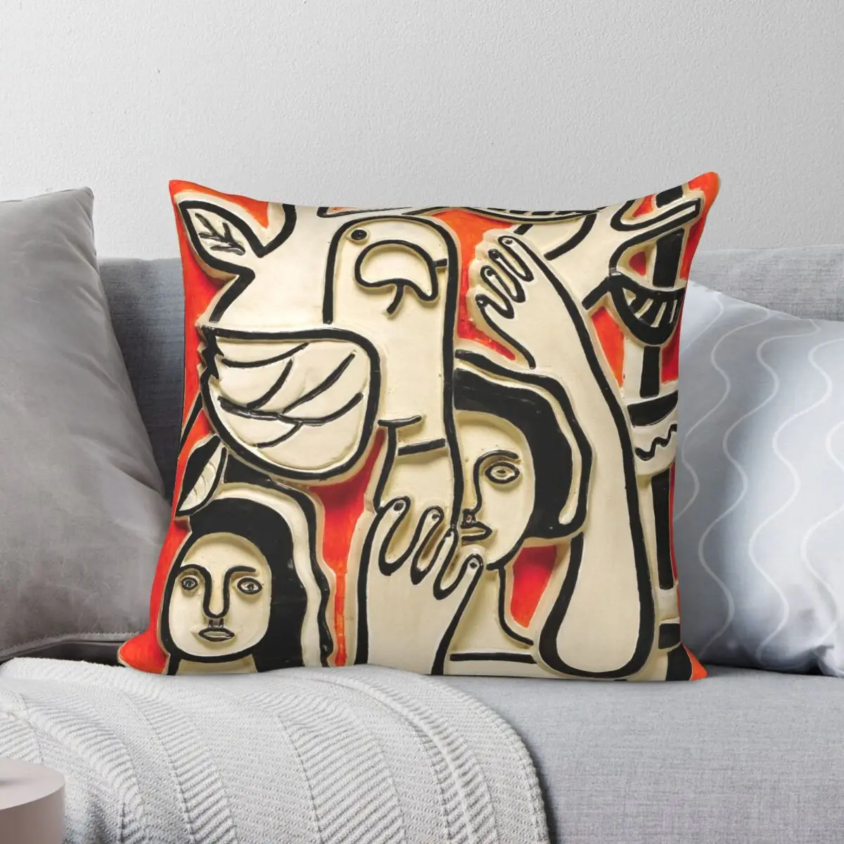 Fernand Leger Women With Parrot Pillowcase Polyester Linen Velvet Creative Zip Decor Throw Pillow Case Room Cushion Cover