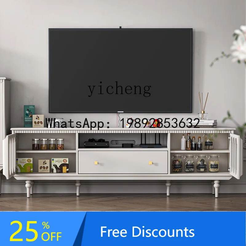 

LYY Solid Wood Coffee Table TV Cabinet Combination Walnut Small Apartment Affordable Luxury Style Household