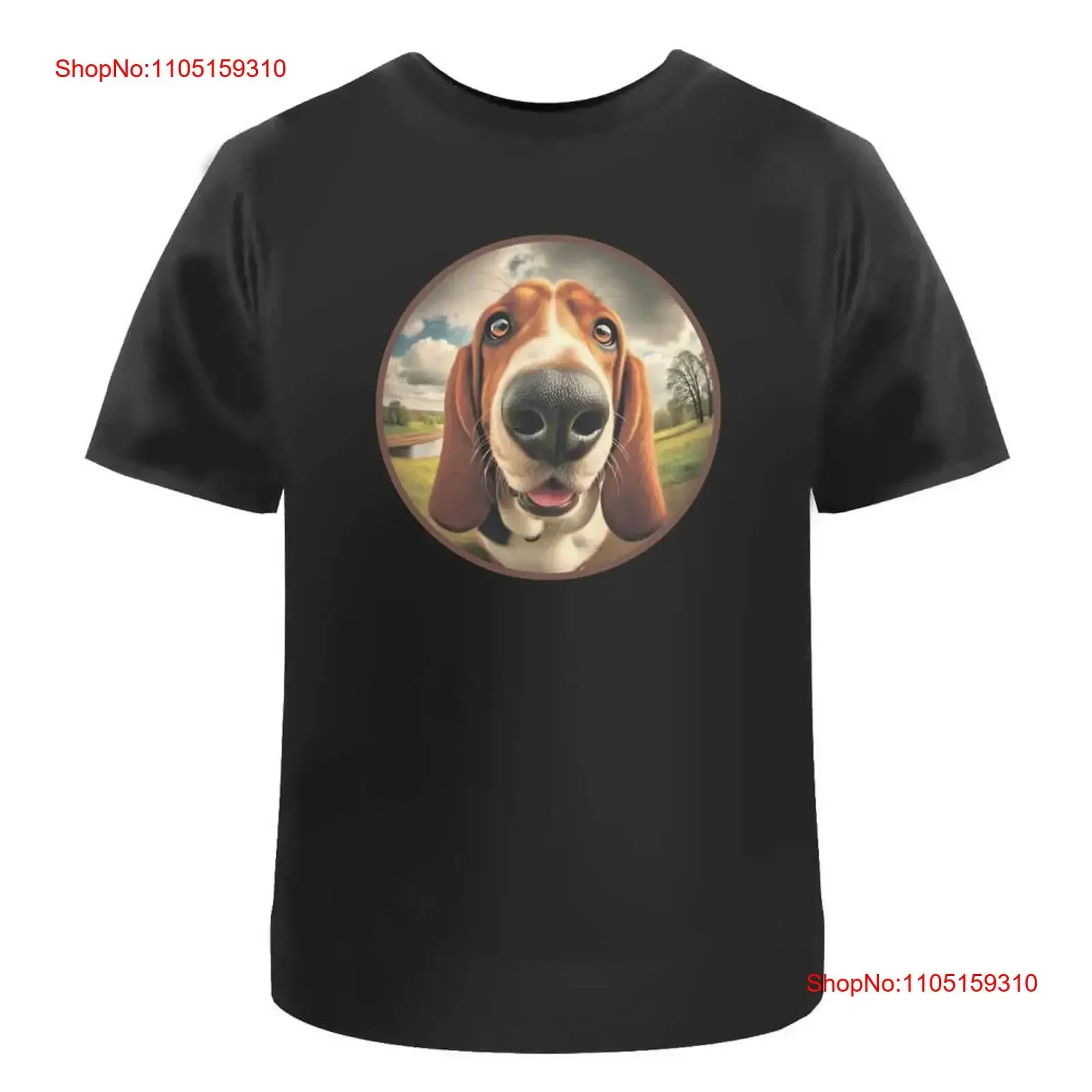 تي شيرت "Smiling Basset Hound" 100 قطن S XXL TA051846 قميص أوم مغسول عتيق للارتداء اليومي ملابس شارع متعددة الاستخدامات #1