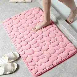 Foot Mat Coral Fleece Floor Mat Household Memory Foam Embroidered Bathroom Thickened Absorbent Floor Mat Door