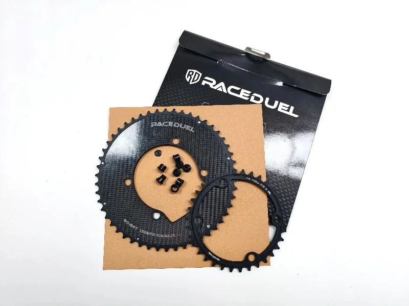 RACEDUEL 110BCD Carbon Crankset 11/12 Speed Double Chainring for Shimano R7000 R8000 R9100 R9200 50-34T/52-36T/53-39T/54-40T