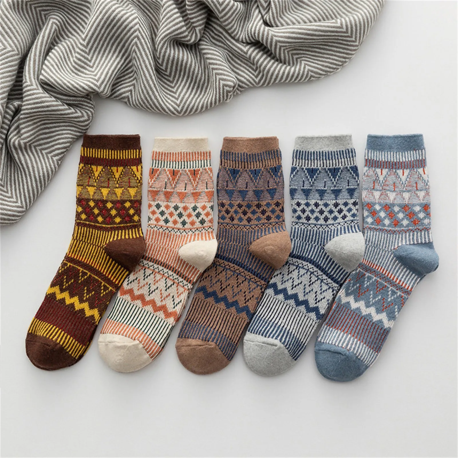 

Autumn Winter Warm Men'S Thicken Thermal Wool Socks Fashion Casual Harajuku Spanish Socks National Style Socks Gift Stockings