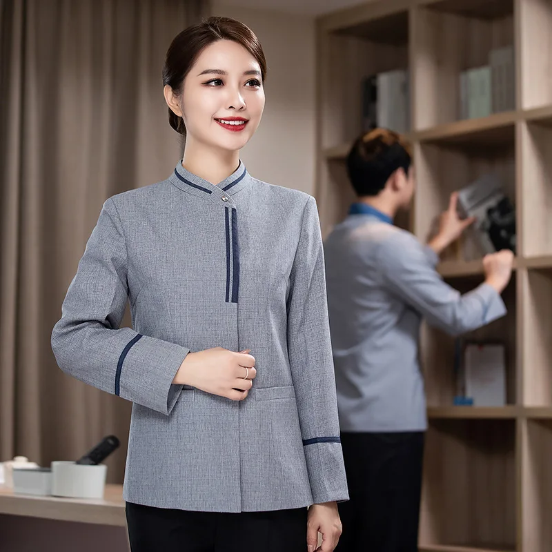 

Cleaning Service Long Sleeve Autumn Winter Hotel Guest Room Cleaner Work Uniform Top Property Auntie Workwear Uniform