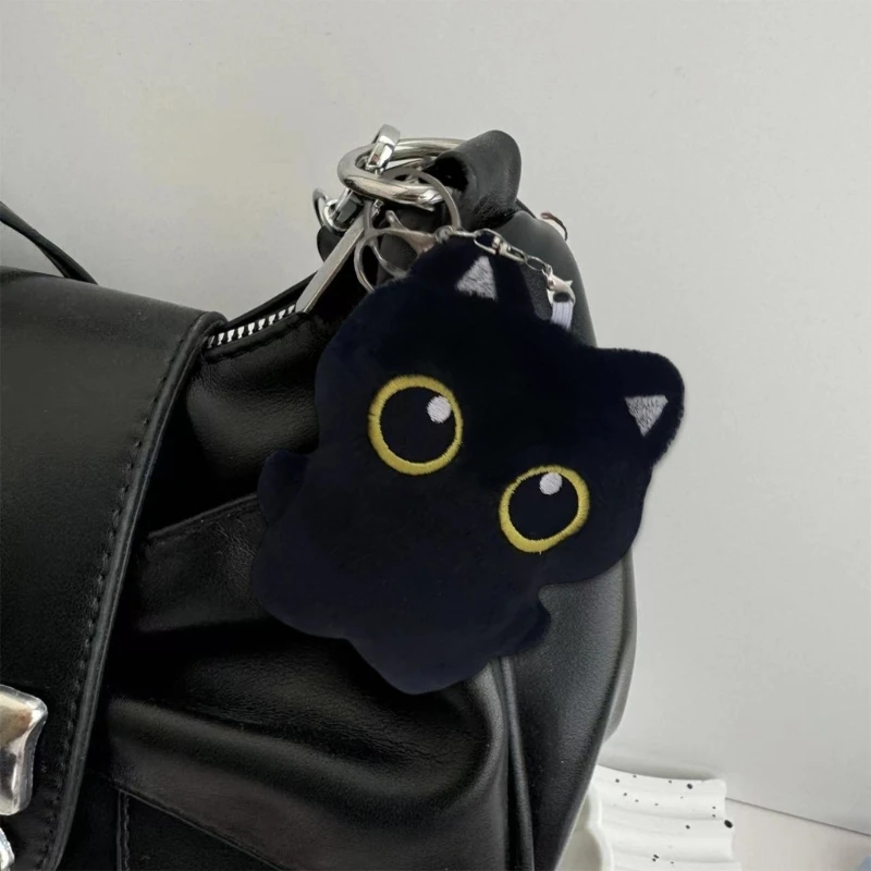 Cartoon Kitten Handbag Bag Purse Pendant Black Kitten for Key Holder Toy