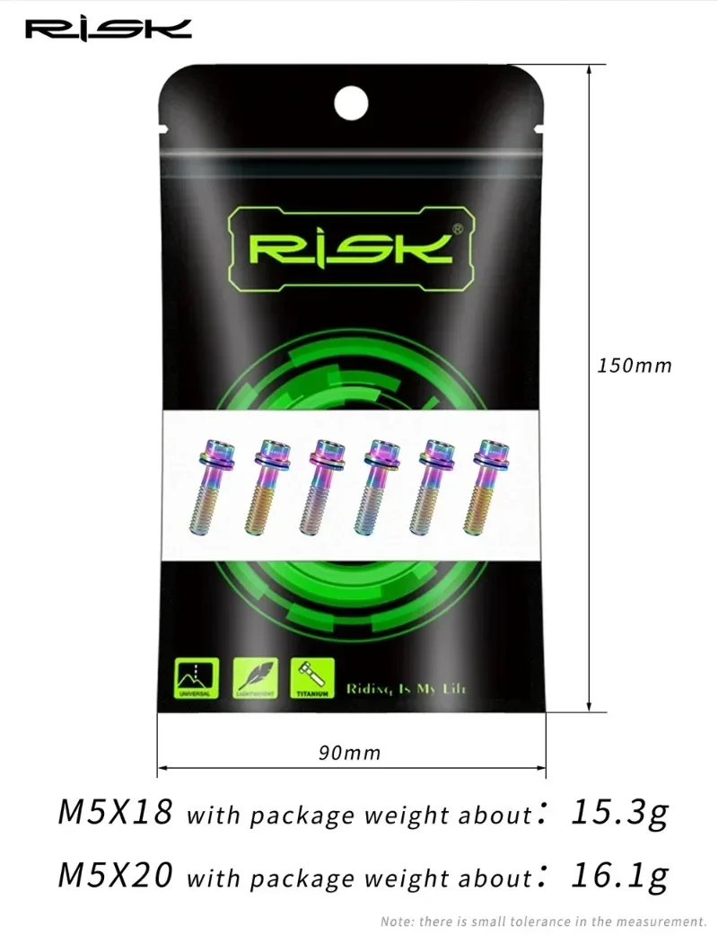 FOTO 4 - Титановые велосипедные винты RISK M5 * 16 M5 * 18