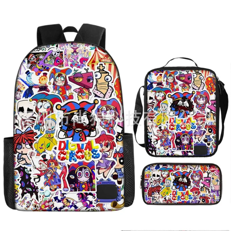 Hot The Amazing Digital Circus Series 3PCS Bag Set Cartoon Character Creativity HD Printing Backpack+Shoulder Bag+Pencil Case view 2