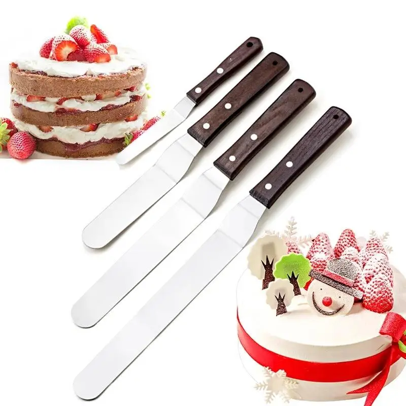 1Pc 4/6/8/10 Inch Stainless Steel Cake Spatula - Butter Cream Icing Frosting Knife Smoother, Kitchen Pastry Decoration Tools