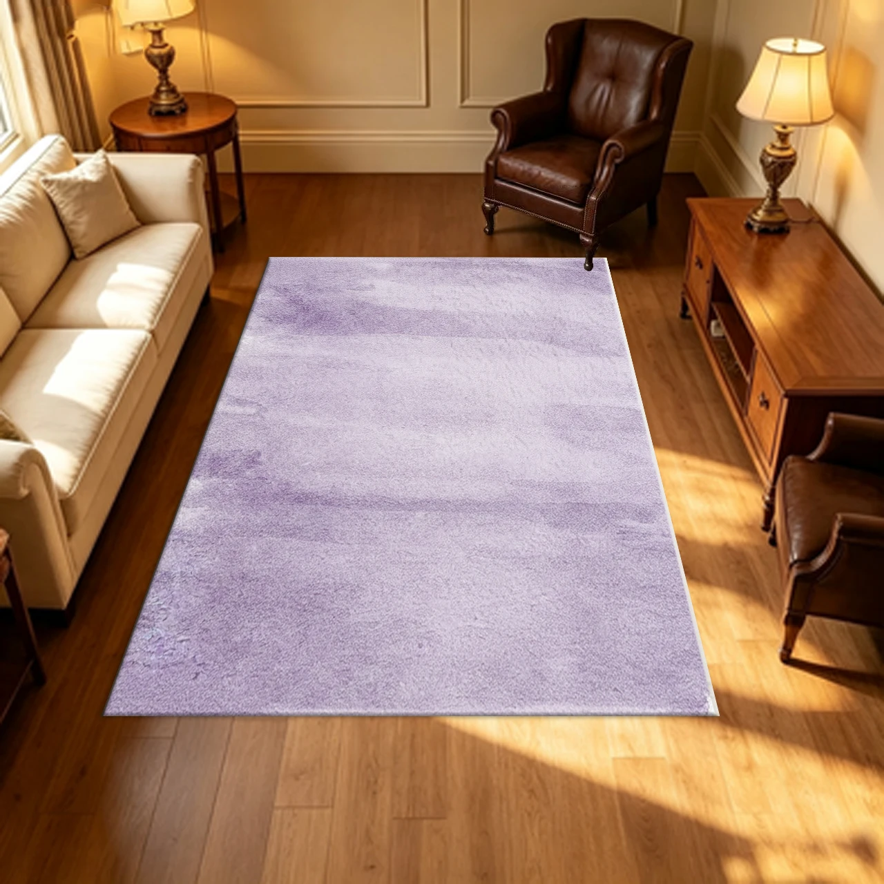 Soft Watercolor Purple Carpet Flooring, Gradient Tone Decorative Area Rug for Bedroom Indoor Use