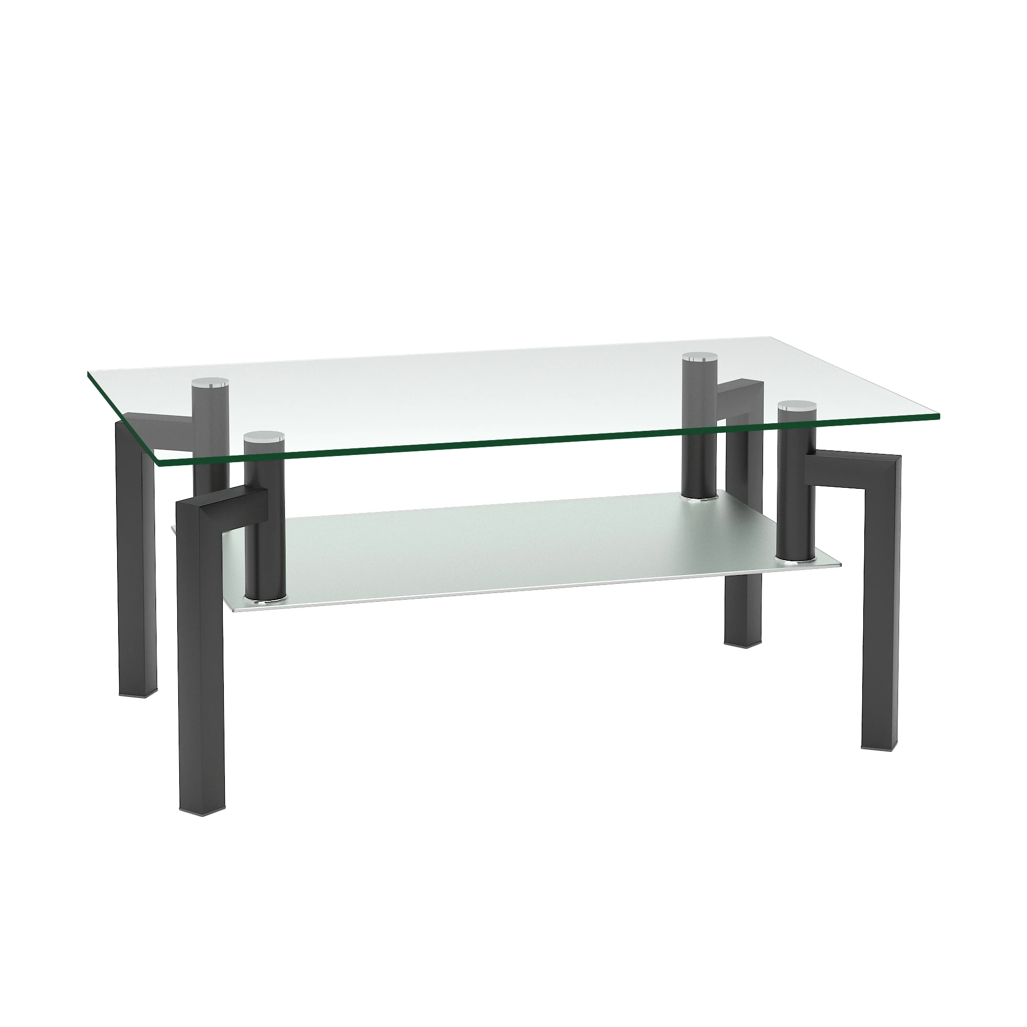 

Rectangle Black Glass Coffee Table, Clear Coffee Table，Modern Side Center Tables for Living Room， Living Room Furniture