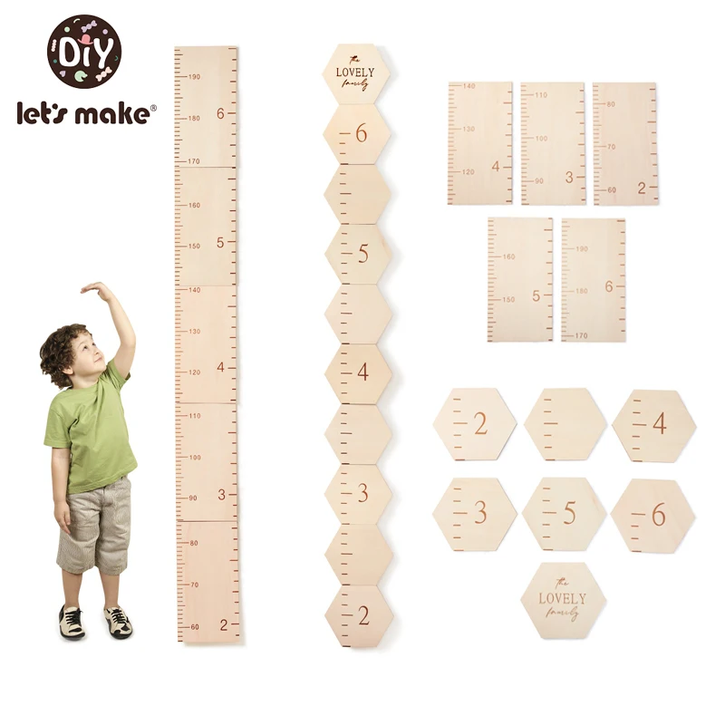 

Let's Make Wooden Kids Height Growth Chart Ruler Baby Height Meter Measurement Wall Stickers Gauge Children Room Wall Decoration