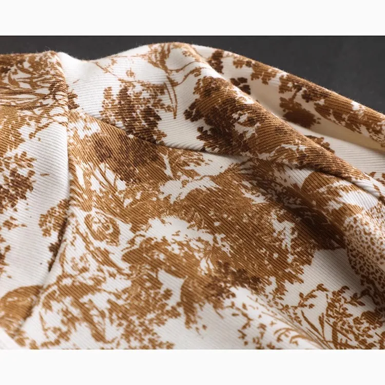 Cotton Thick Elastic Yellow Animal Forest Printed Sweatshirt Long Sleeve Casual Sweatshirt Women's Spring Loose Large Size