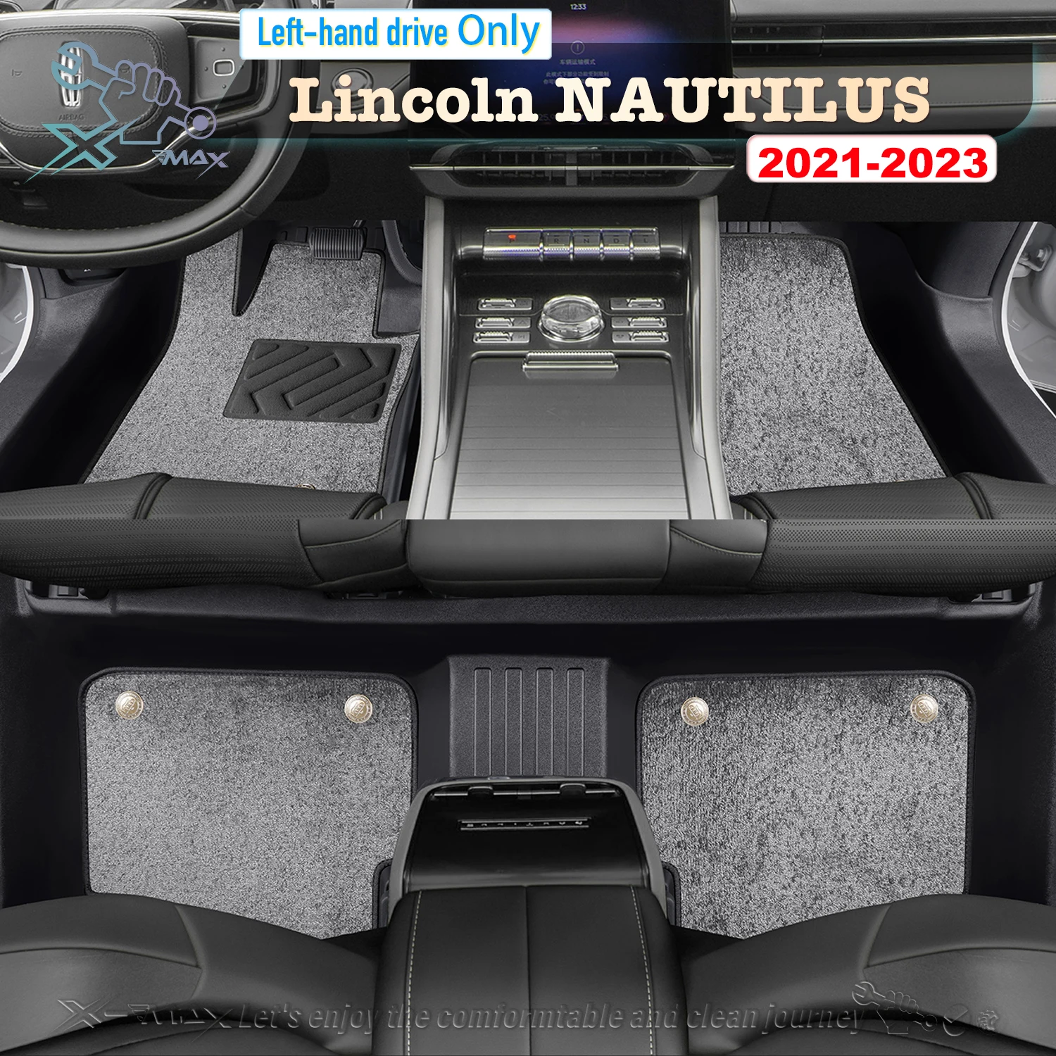 Left-hand Drive Car Floor Mat For Lincoln NAUTILUS 2021-2023 Full Surround Foot Mat Automotive Floor Mat Floor Liner Water-proof