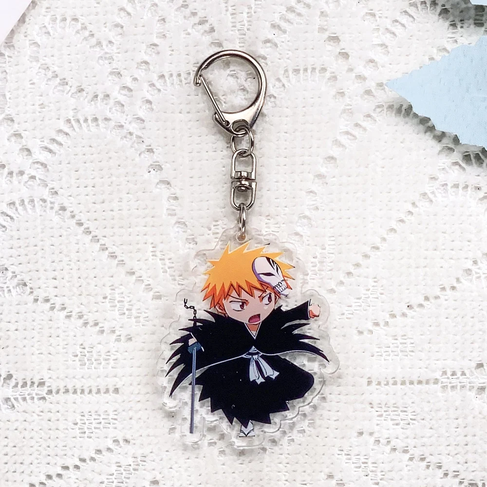12Pcs Anime Character Bleach Car Keychain Acrylic Keyrings Bag Charms Cute Backpack Pendant Funny Prop Decoration Friends Gifts