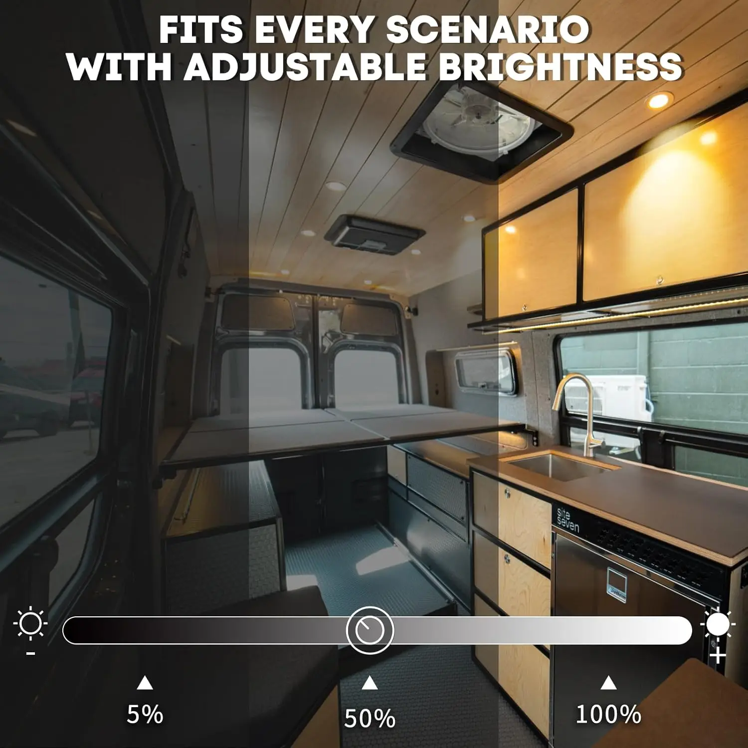 Paquete de 5 luces empotrables de techo de aluminio, disco de luz LED de 12V para Camper, camión, caravana, barco, techo debajo de la iluminación del gabinete